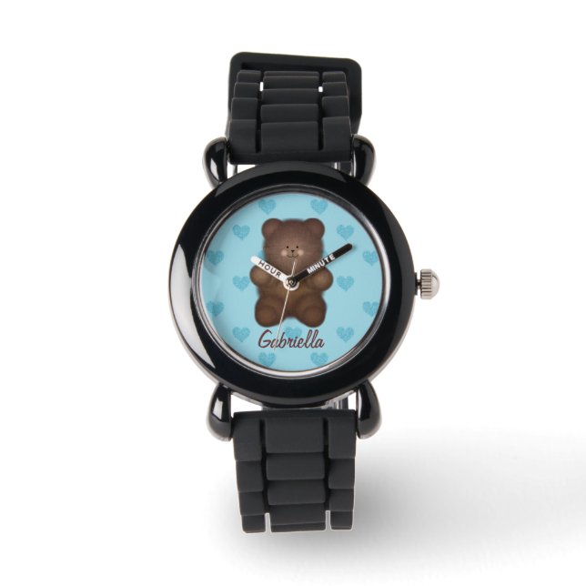 Personalized Teddy Bear With Hearts Watch (Front)