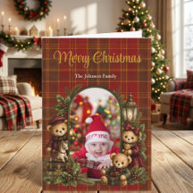Personalized Teddy Bears Family Photo Christmas