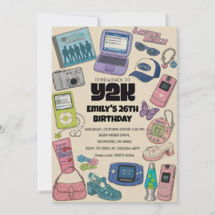 Personalized Teen Y2K Birthday Invitation