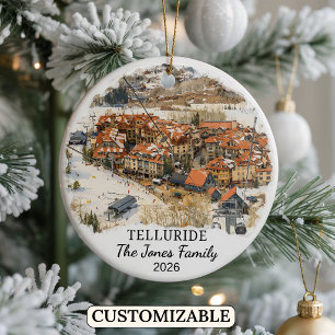 Personalized Telluride Ornament, Custom Colorado Ceramic Ornament