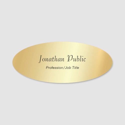 Personalized Template Gold Look Modern Script Glam Name Tag