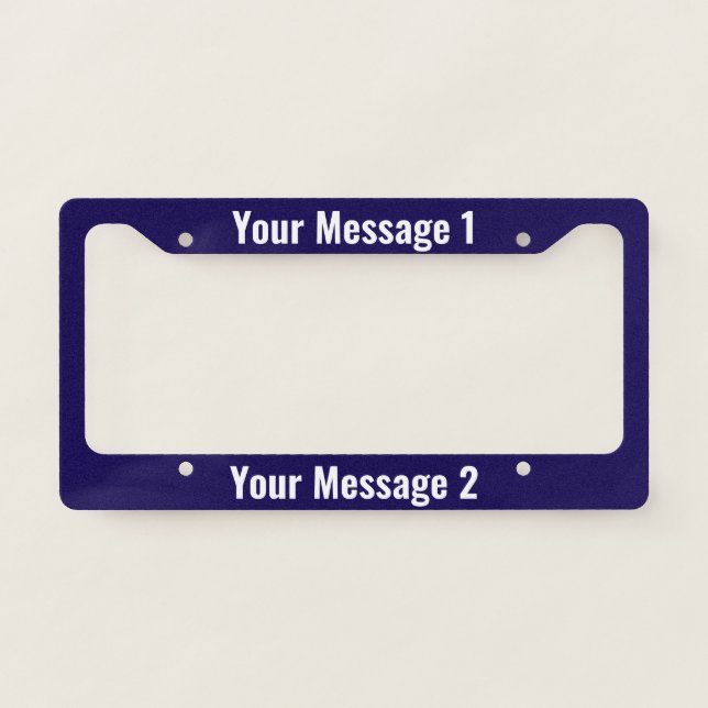 Personalized Template on Dark Blue License Plate Frame (Front)