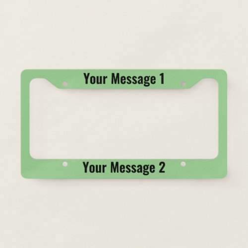 Personalized Template on Light Green License Plate Frame