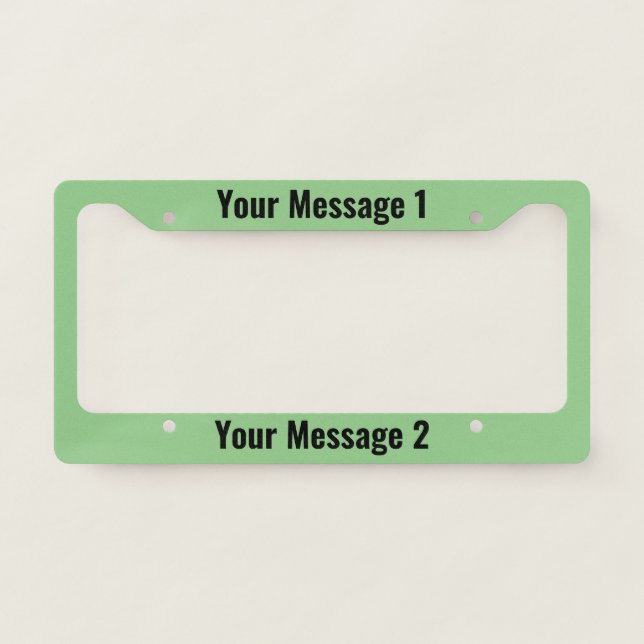Personalized Template on Light Green License Plate Frame (Front)