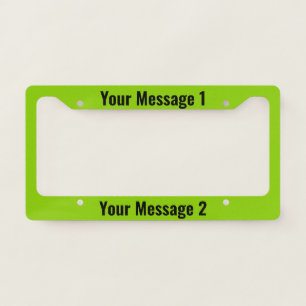 Personalized Template on Lime Green License Plate Frame