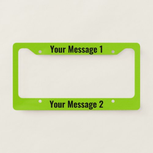 Personalized Template on Lime Green License Plate Frame