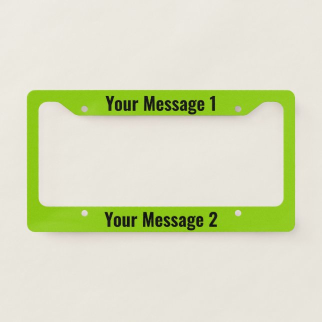 Personalized Template on Lime Green License Plate Frame (Front)