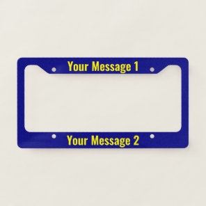 Personalized Template on Navy Blue License Plate Frame