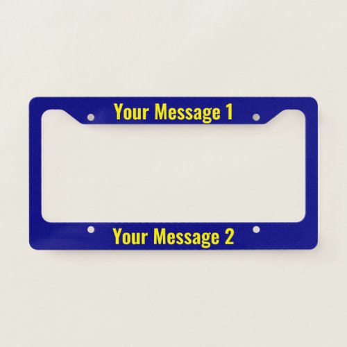 Personalized Template on Navy Blue License Plate Frame