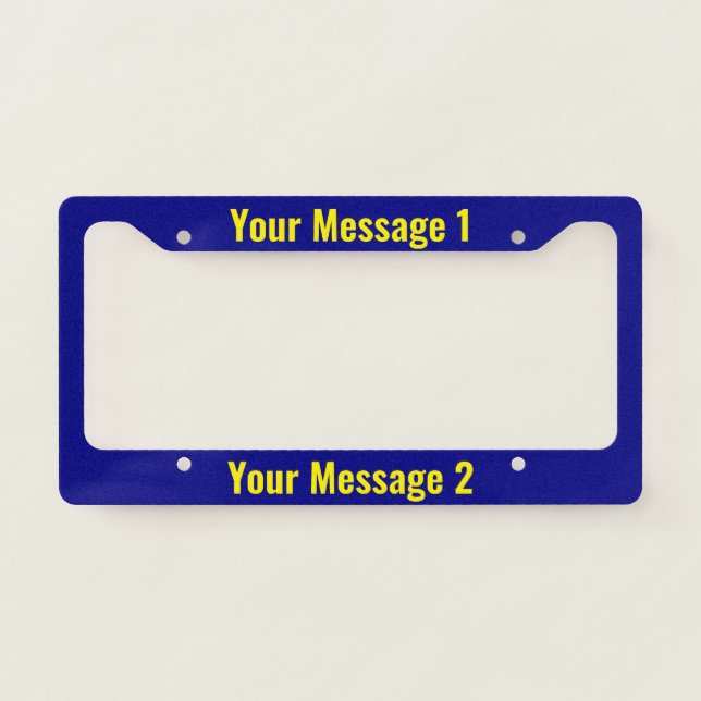 Personalized Template on Navy Blue License Plate Frame (Front)