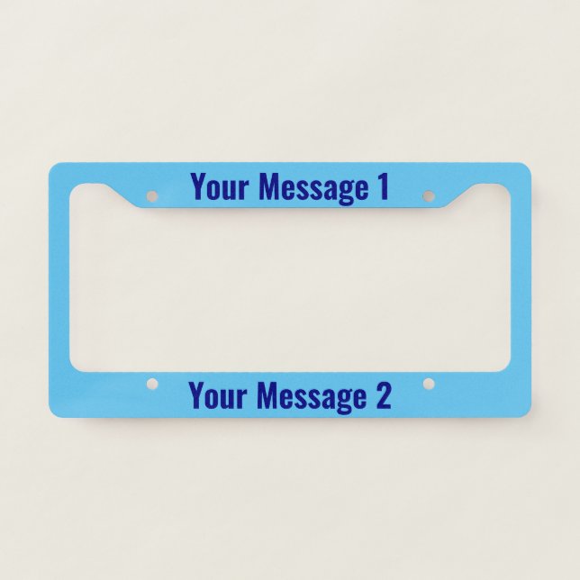 Personalized Template on Sky Blue License Plate Frame (Front)