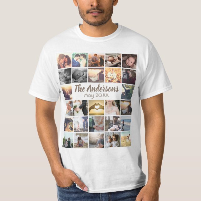 Personalized template photo collage and text T-Shirt (Front)