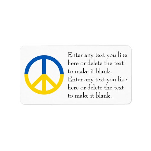 Personalized Template Ukraine Flag Peace Symbol Label