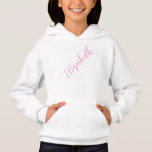 Personalized Template White Pink Girls Script Name Hoodie<br><div class="desc">Script Name White And Pink Template Elegant Trendy Girls' Pullover Hoodie.</div>