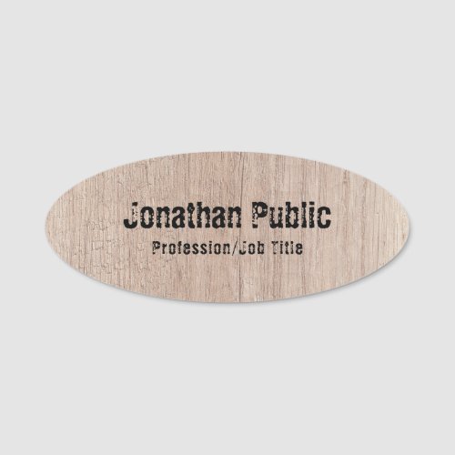 Personalized Template Wood Look Distressed Text Name Tag