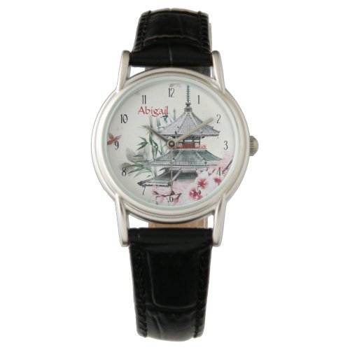 Personalized Temple Bamboo Cherry Blossoms Japan Watch