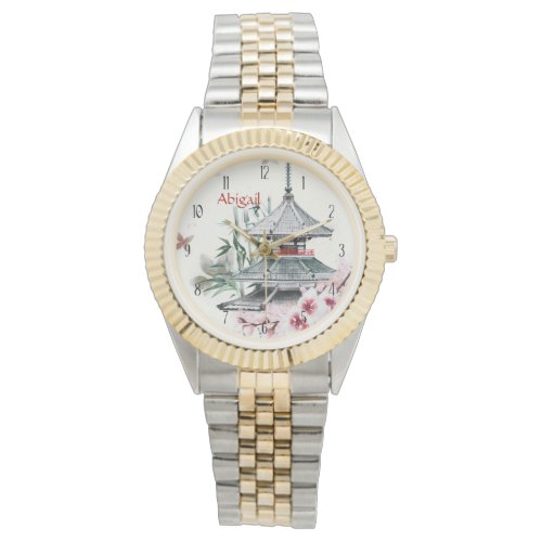 Personalized Temple Bamboo Cherry Blossoms Japan Watch