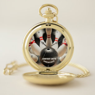 Personalized ten pin bowling  pocket watch