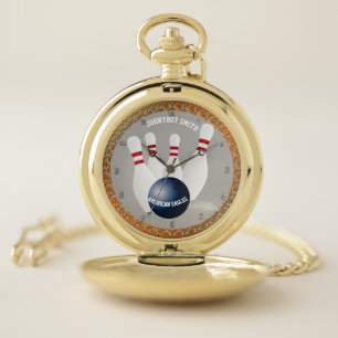 Personalized ten pin bowling pocket watch