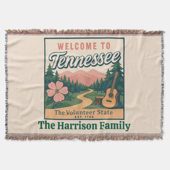 Personalized Tennessee Throw Blanket (Front)