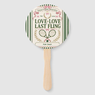 Personalized tennis bachelorette party green beige hand fan