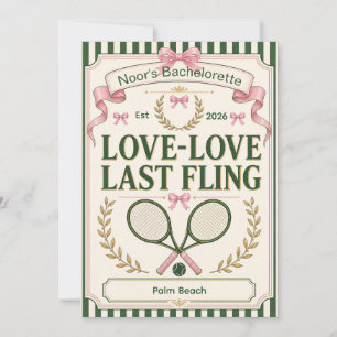 Personalized tennis bachelorette party green beige invitation