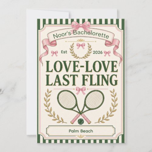 Personalized tennis bachelorette party green beige invitation