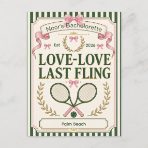 Personalized tennis bachelorette party green beige postcard