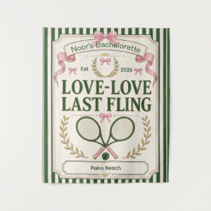 Personalized tennis bachelorette party green beige tapestry