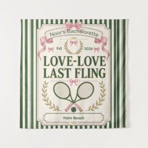 Personalized tennis bachelorette party green beige tapestry