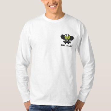 Personalized Tennis Ball and racket embroidered Embroidered Long Sleeve T-Shirt