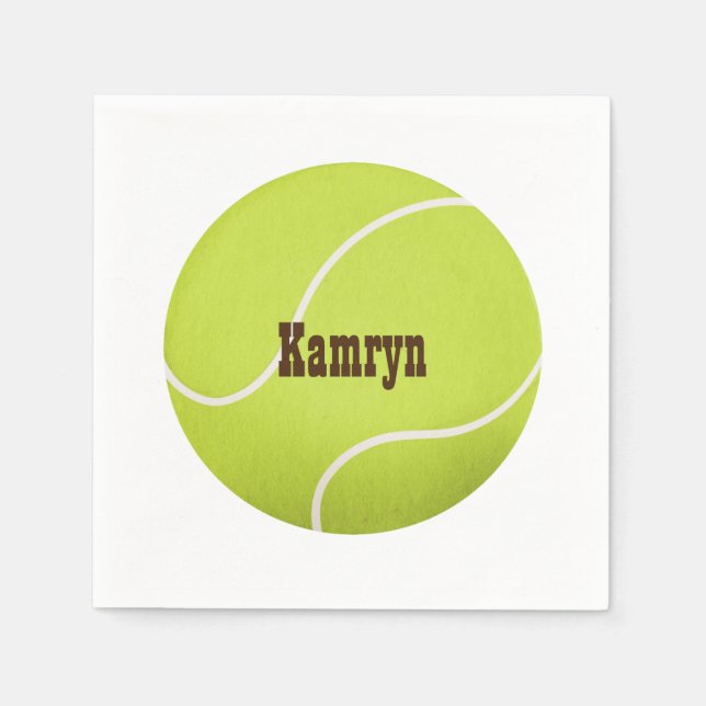 Personalized Tennis Ball Birthday Team Napkins (Front)