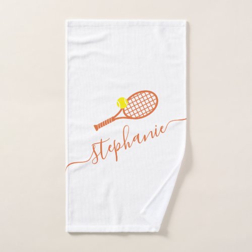 Personalized Tennis Ball Clay Court Script Name Hand Towel