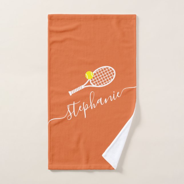 Personalized Tennis Ball Clay Court Script Name Hand Towel (Hand Towel)