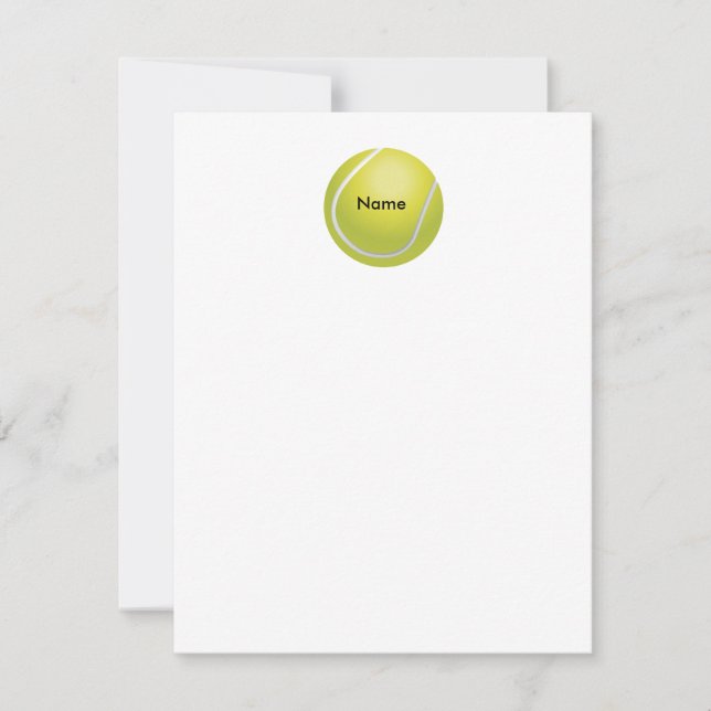 Personalized Tennis Ball Flat Note Card (Front)