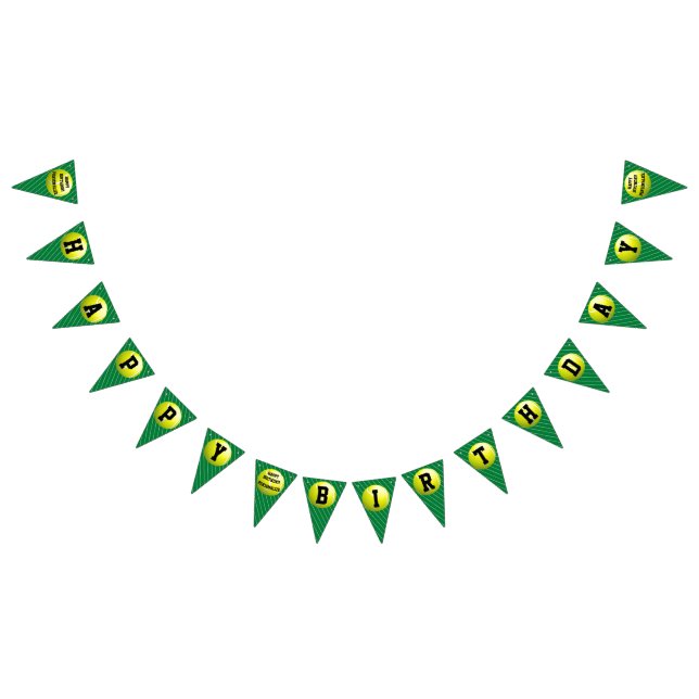 Personalized Tennis Ball Happy Birthday Bunting Flags (All)