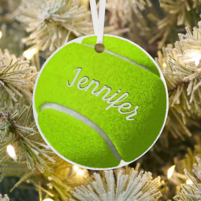 Personalized Tennis Ball  Metal Ornament (Insitu)