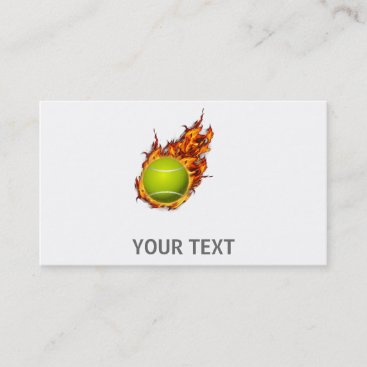 Personalized Tennis Ball on Fire Tennis Theme Gift Business Card