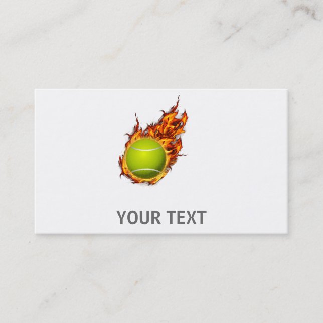 Personalized Tennis Ball on Fire Tennis Theme Gift Business Card (Front)