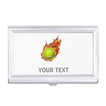 Personalized Tennis Ball On Fire Tennis Theme Gift Business Card Case by PersonalizationShop at Zazzle