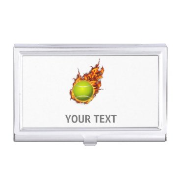 Personalized Tennis Ball on Fire Tennis Theme Gift Business Card Case