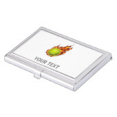 Personalized Tennis Ball on Fire Tennis Theme Gift Business Card Case (Front)