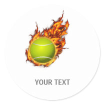Personalized Tennis Ball on Fire Tennis Theme Gift Classic Round Sticker