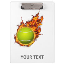 Personalized Tennis Ball on Fire Tennis Theme Gift Clipboard