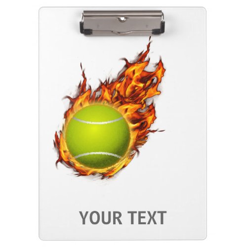 Personalized Tennis Ball on Fire Tennis Theme Gift Clipboard