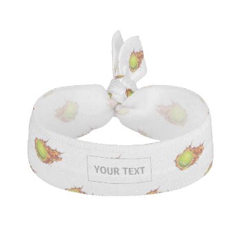 Personalized Tennis Ball On Fire Tennis Theme Gift Elastic Hair Tie by PersonalizationShop at Zazzle