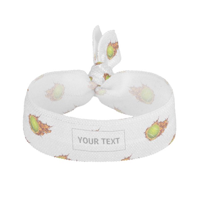 Personalized Tennis Ball on Fire Tennis Theme Gift Elastic Hair Tie (Front)