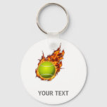 Personalized Tennis Ball On Fire Tennis Theme Gift Keychain at Zazzle