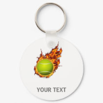 Personalized Tennis Ball on Fire Tennis Theme Gift Keychain