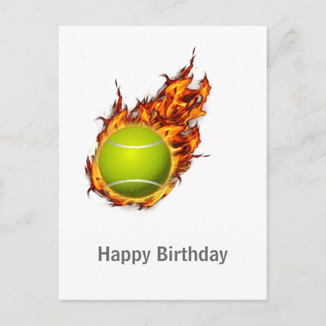 Personalized Tennis Ball on Fire Tennis Theme Gift Postcard (Front)